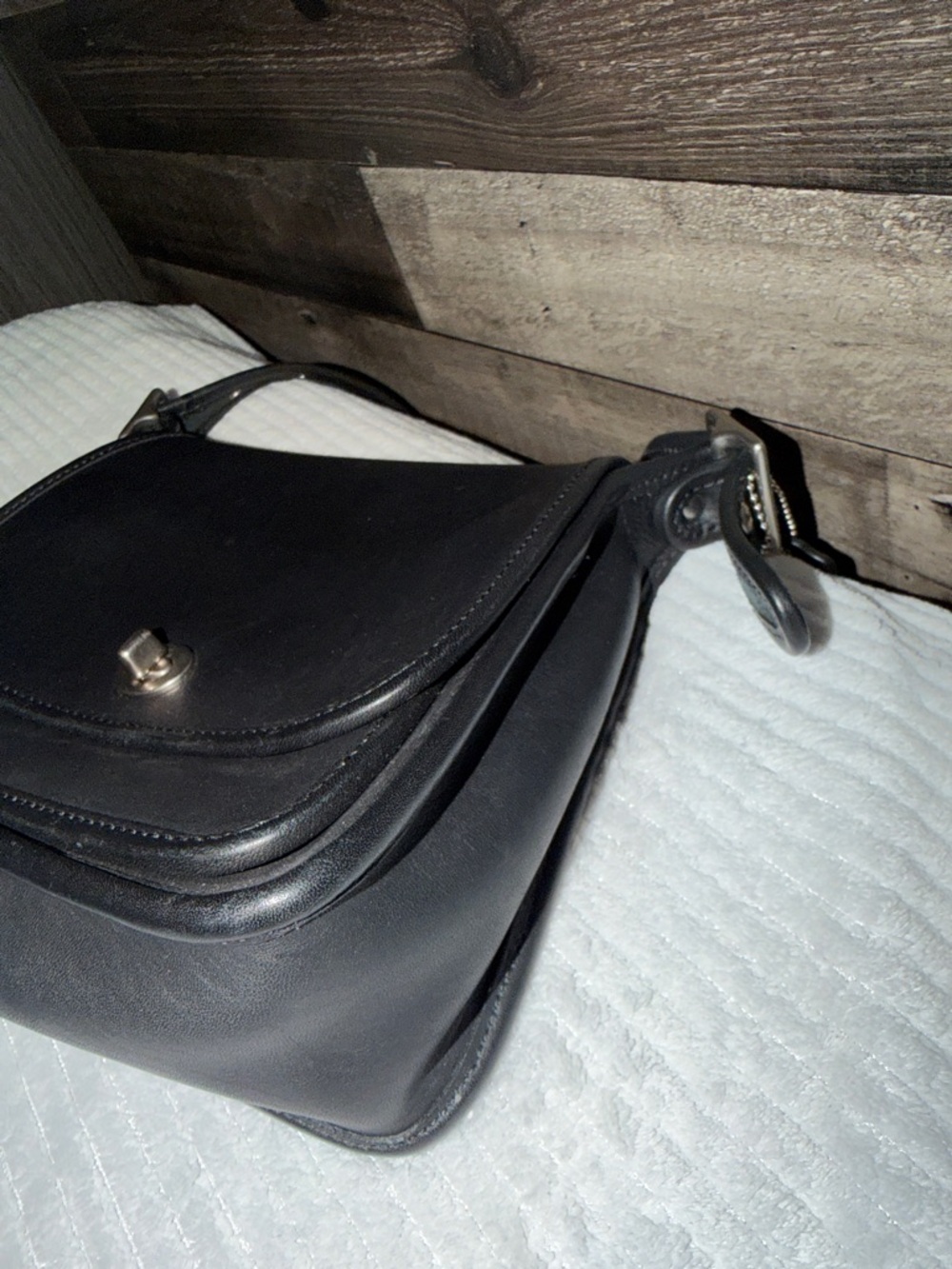 Coach Black Leather Turn-Lock Crossbody Bag - Picture 6 of 14